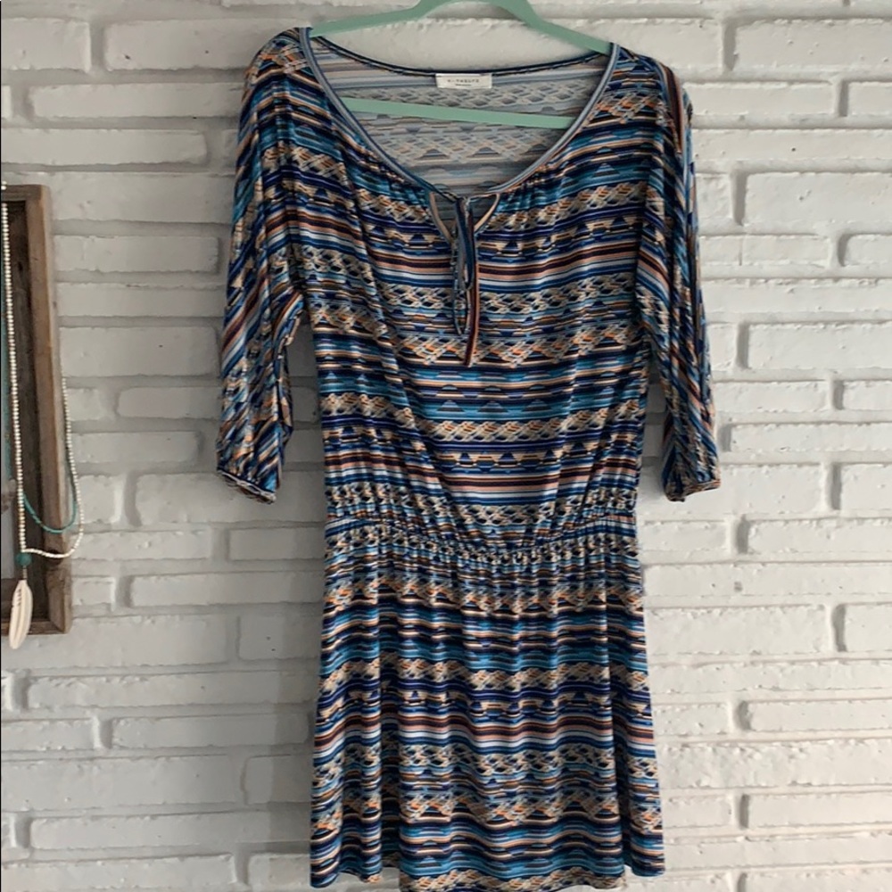 S-Twelve Colorful Pattern Dress | Elastic Waist | Soft Feel | Size M